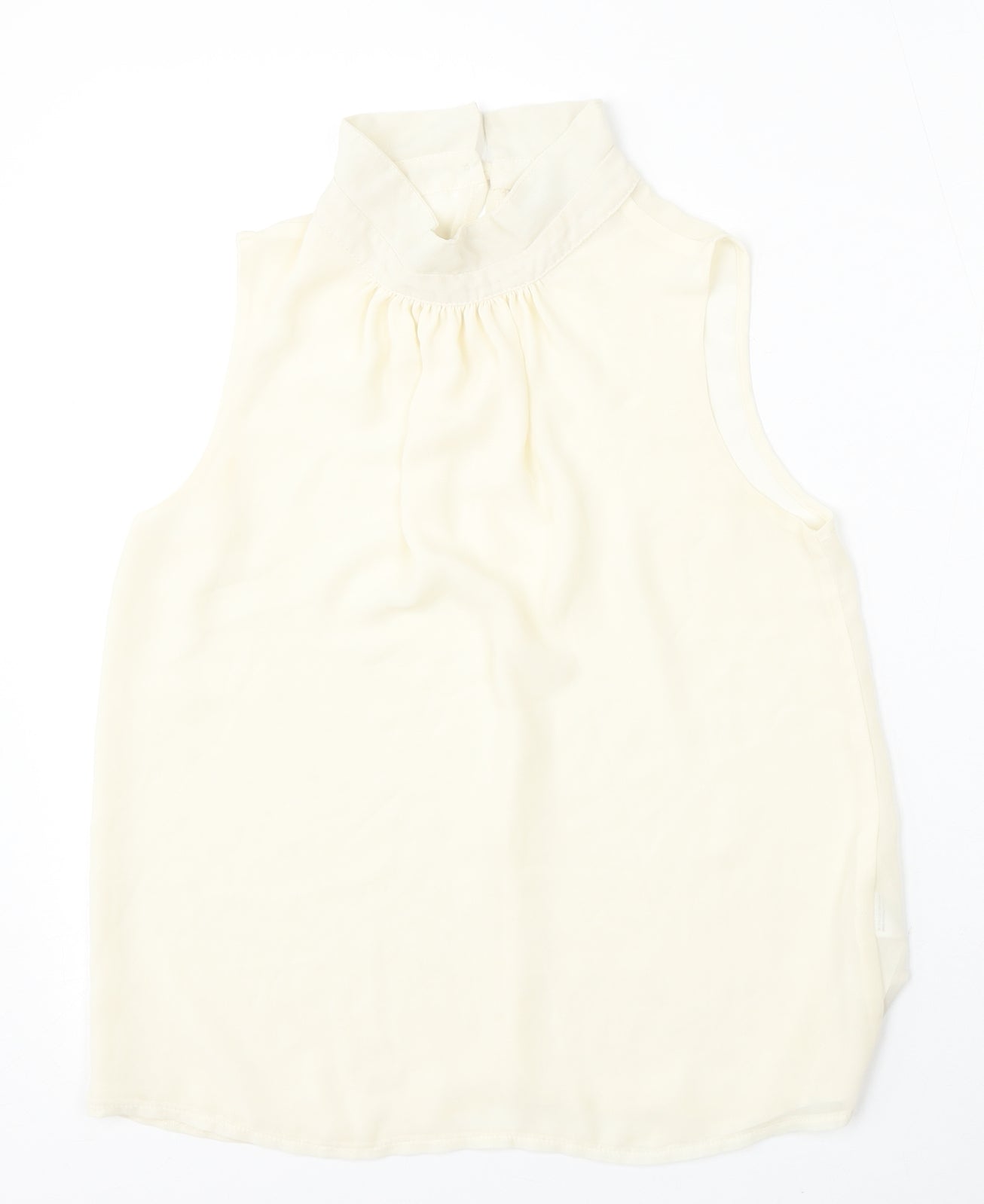 New Look Womens Beige  Polyester Basic Tank Size 10 Round Neck