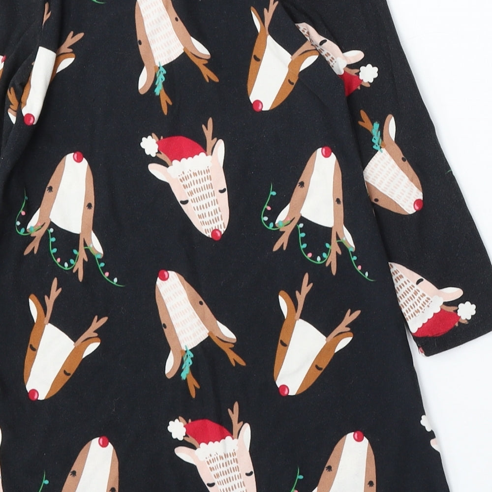 Matalan Girls Black Geometric Polyester Skater Dress  Size 4 Years  Round Neck