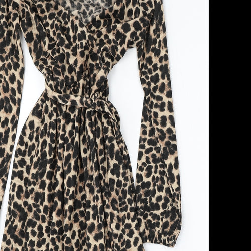 Very Womens Multicoloured Animal Print Polyester Fit & Flare  Size 8  Round Neck