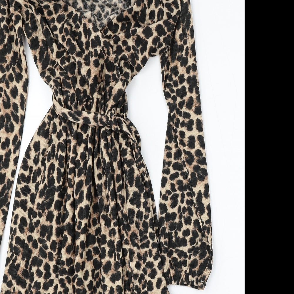 Very Womens Multicoloured Animal Print Polyester Fit & Flare  Size 8  Round Neck
