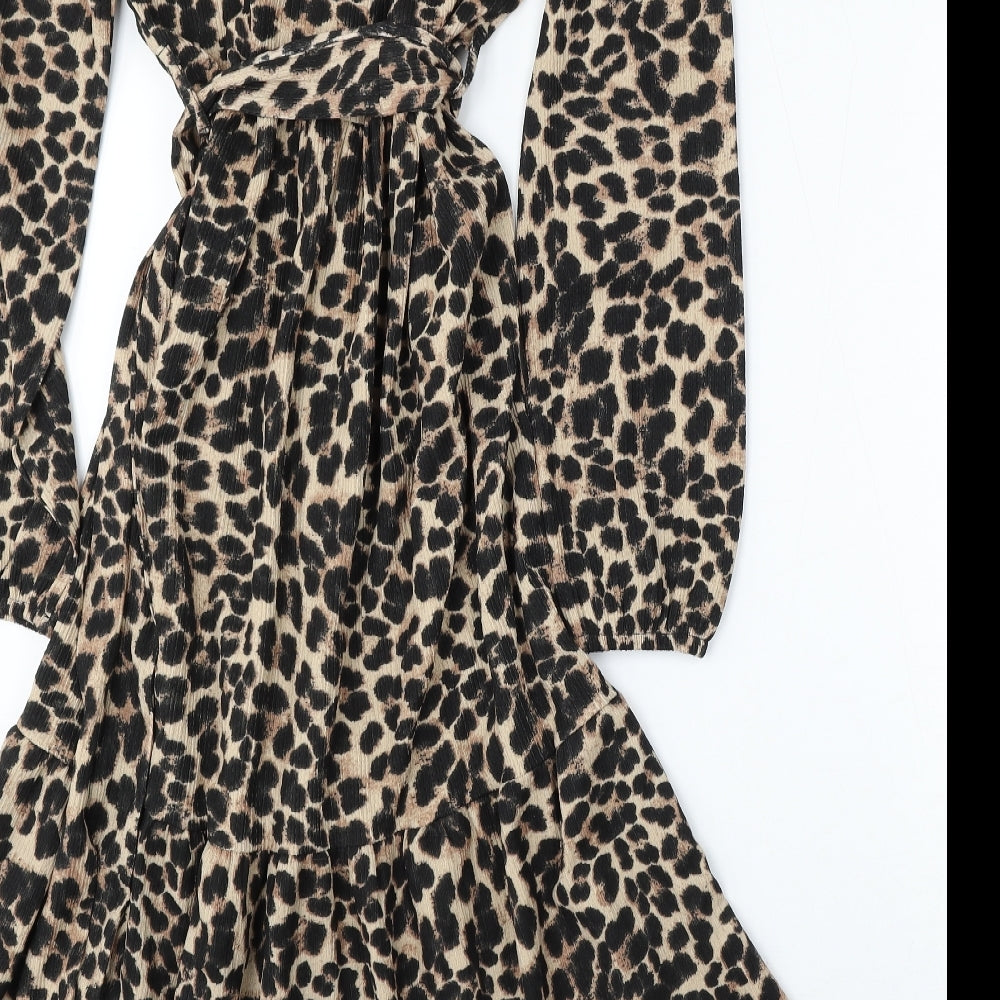 Very Womens Multicoloured Animal Print Polyester Fit & Flare  Size 8  Round Neck