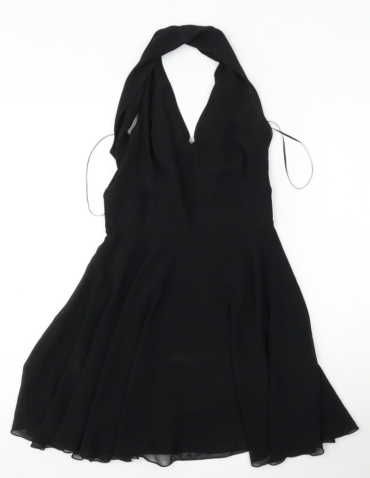 Love Womens Black  Polyester Fit & Flare  Size S  V-Neck