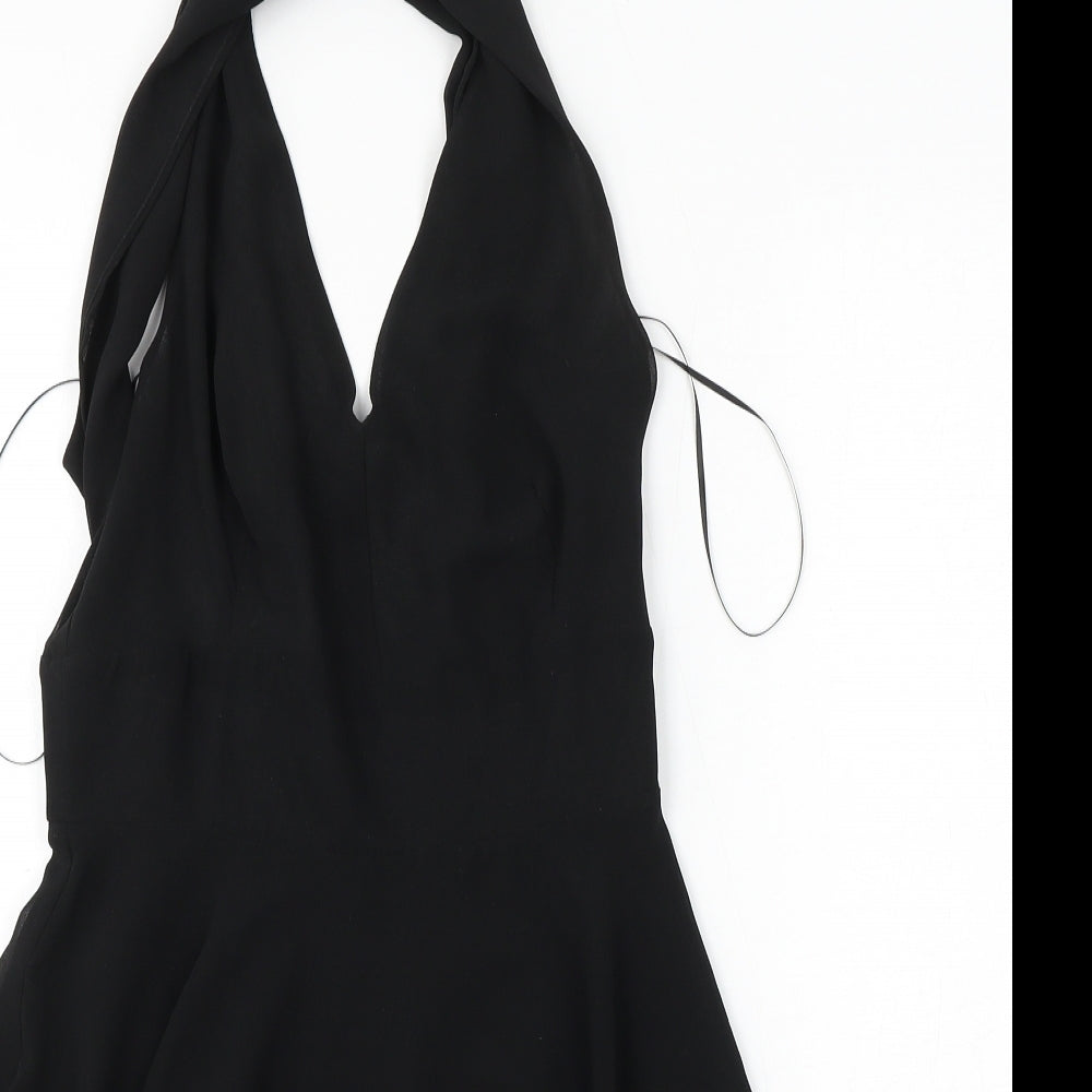 Love Womens Black  Polyester Fit & Flare  Size S  V-Neck
