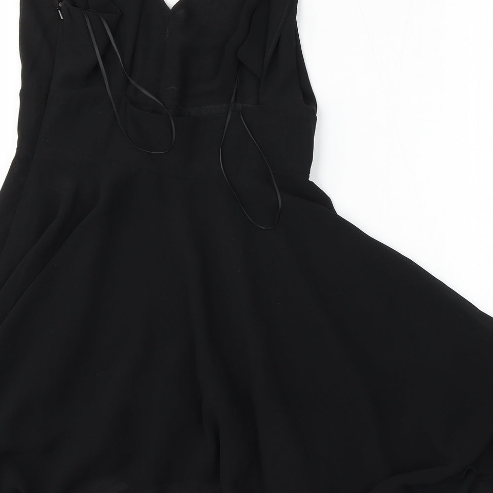 Love Womens Black  Polyester Fit & Flare  Size S  V-Neck