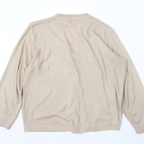 In Stitches Womens Beige V-Neck  Acrylic Cardigan Jumper Size M