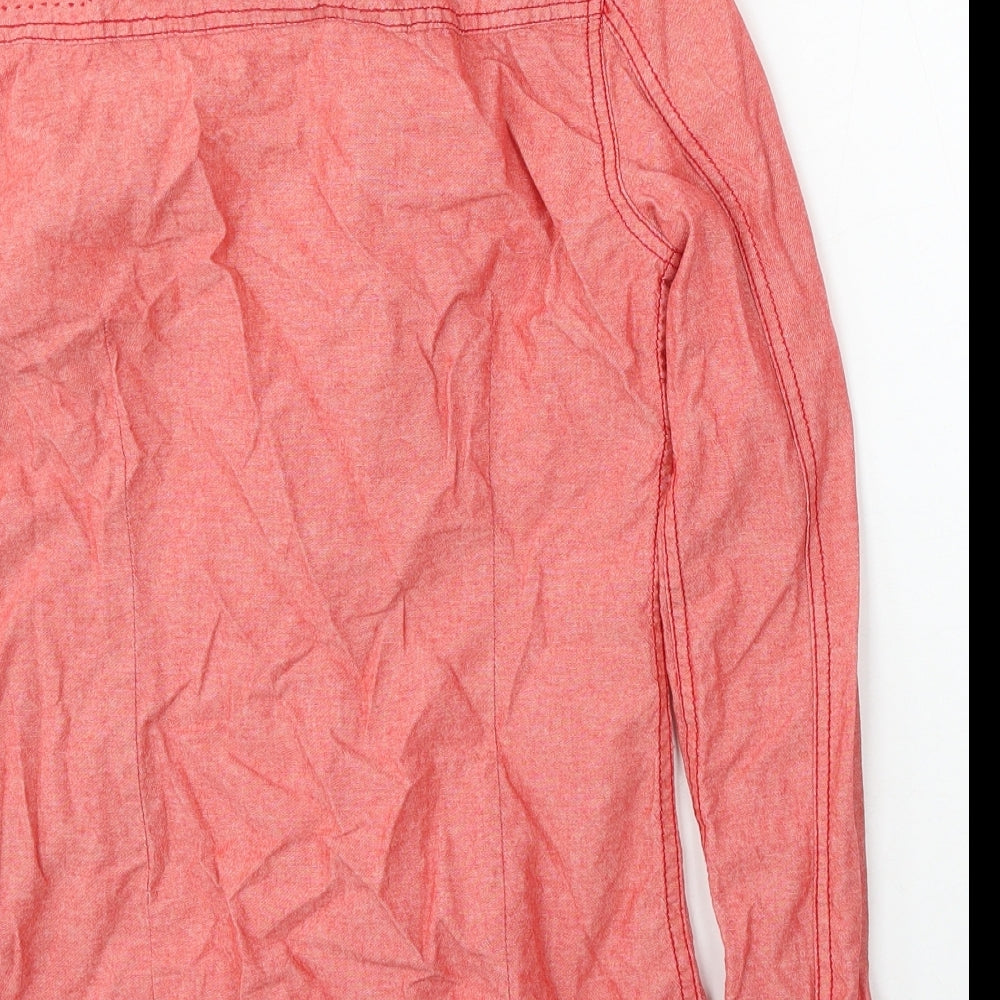 Kenvelo Womens Red  Cotton Basic Button-Up Size XS Collared
