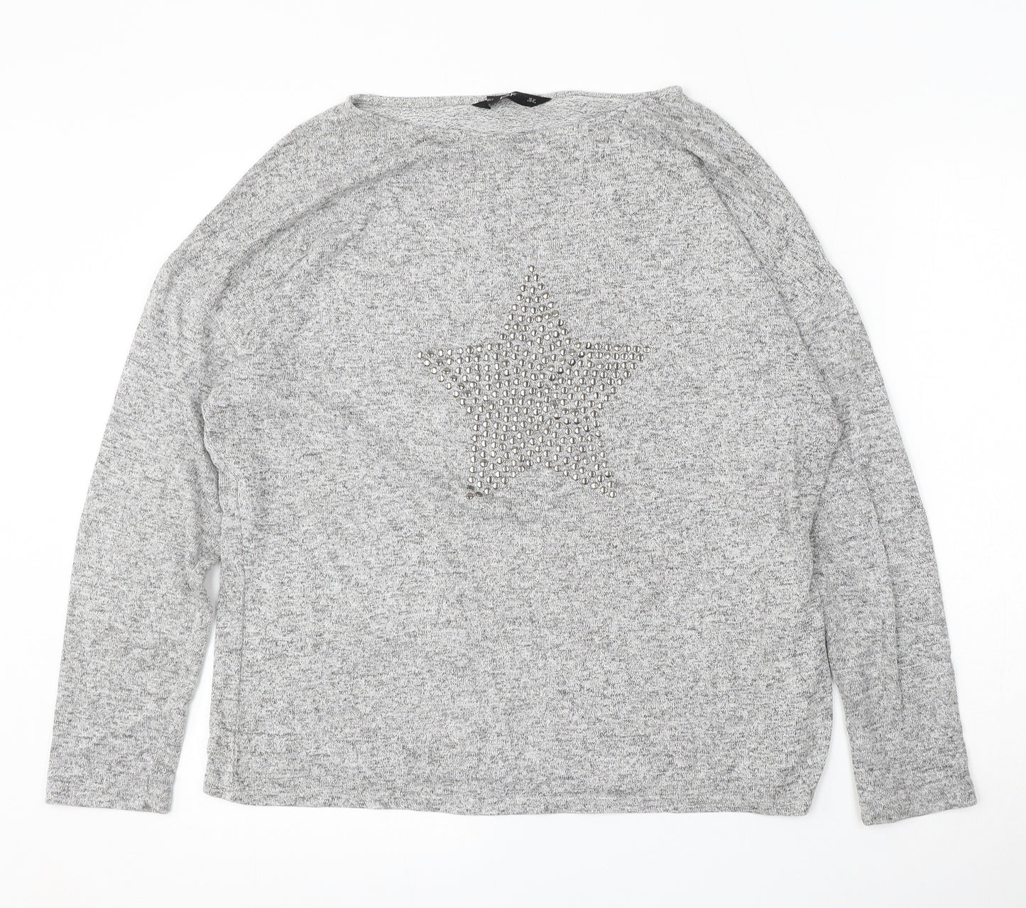 F&F Womens Grey Round Neck  Viscose Pullover Jumper Size 12