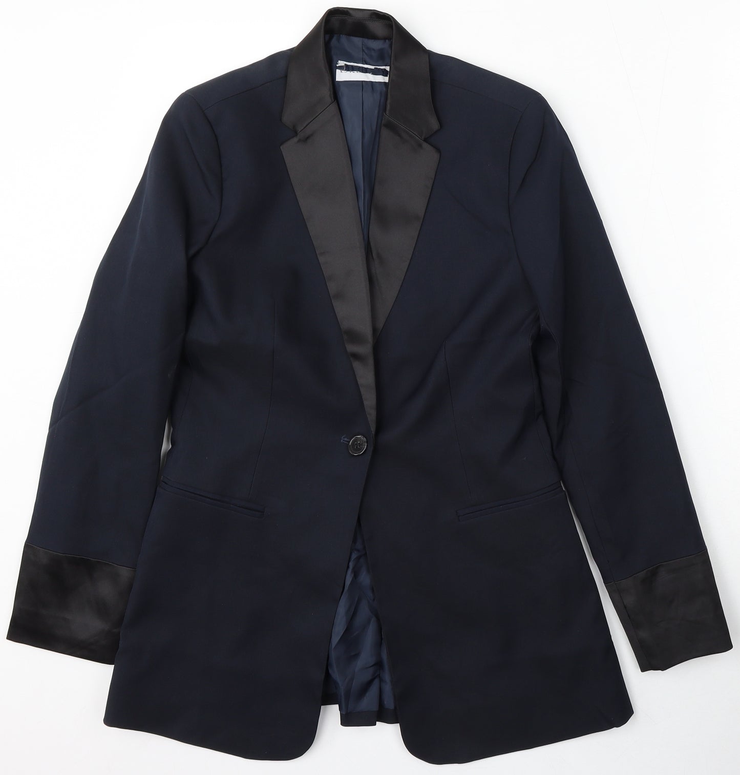 Preworn Womens Blue  Polyester Jacket Suit Size 6