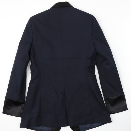 Preworn Womens Blue  Polyester Jacket Suit Size 6