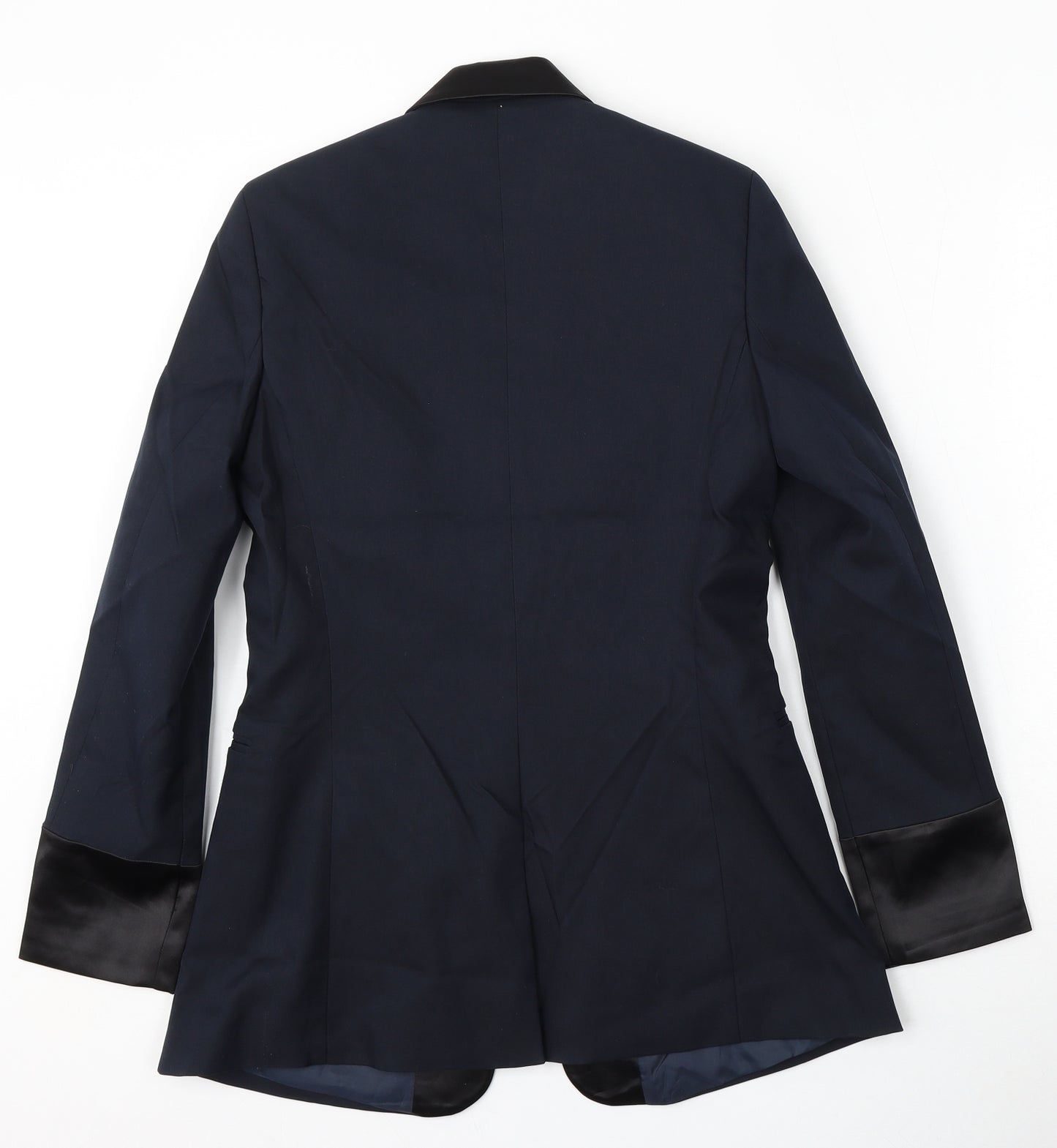 Preworn Womens Blue  Polyester Jacket Suit Size 6