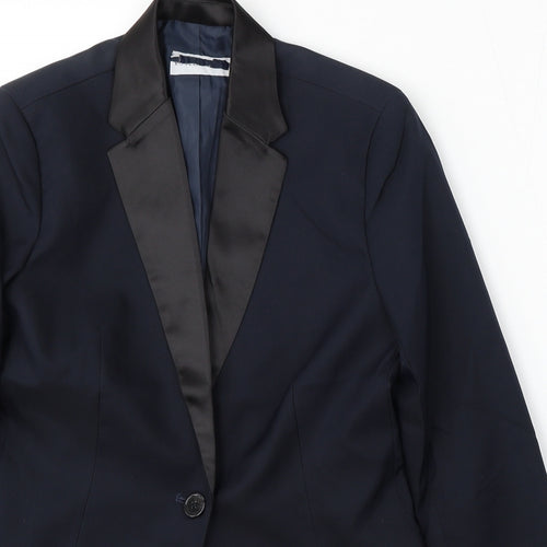 Preworn Womens Blue  Polyester Jacket Suit Size 6