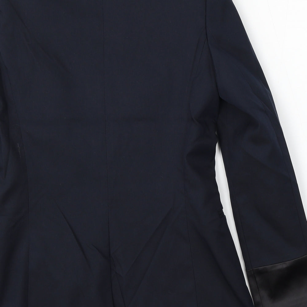 Preworn Womens Blue  Polyester Jacket Suit Size 6