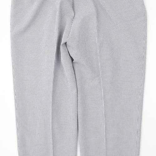 Preworn Womens Blue Check Polyester Trousers  Size 38 L28 in Regular