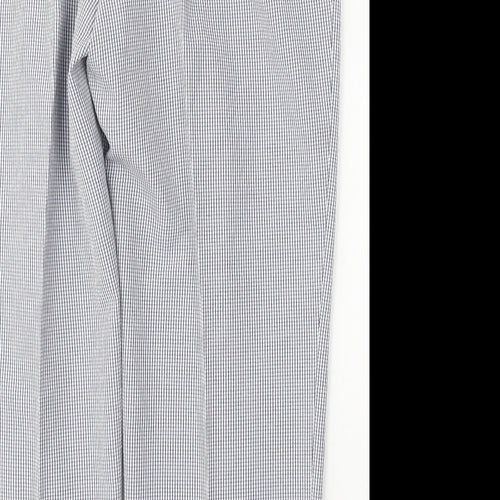 Preworn Womens Blue Check Polyester Trousers  Size 38 L28 in Regular