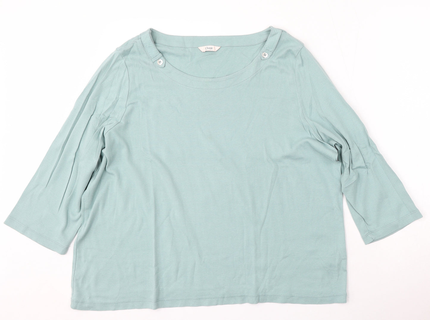 Marks and Spencer Womens Green  Cotton Basic T-Shirt Size 22 Round Neck