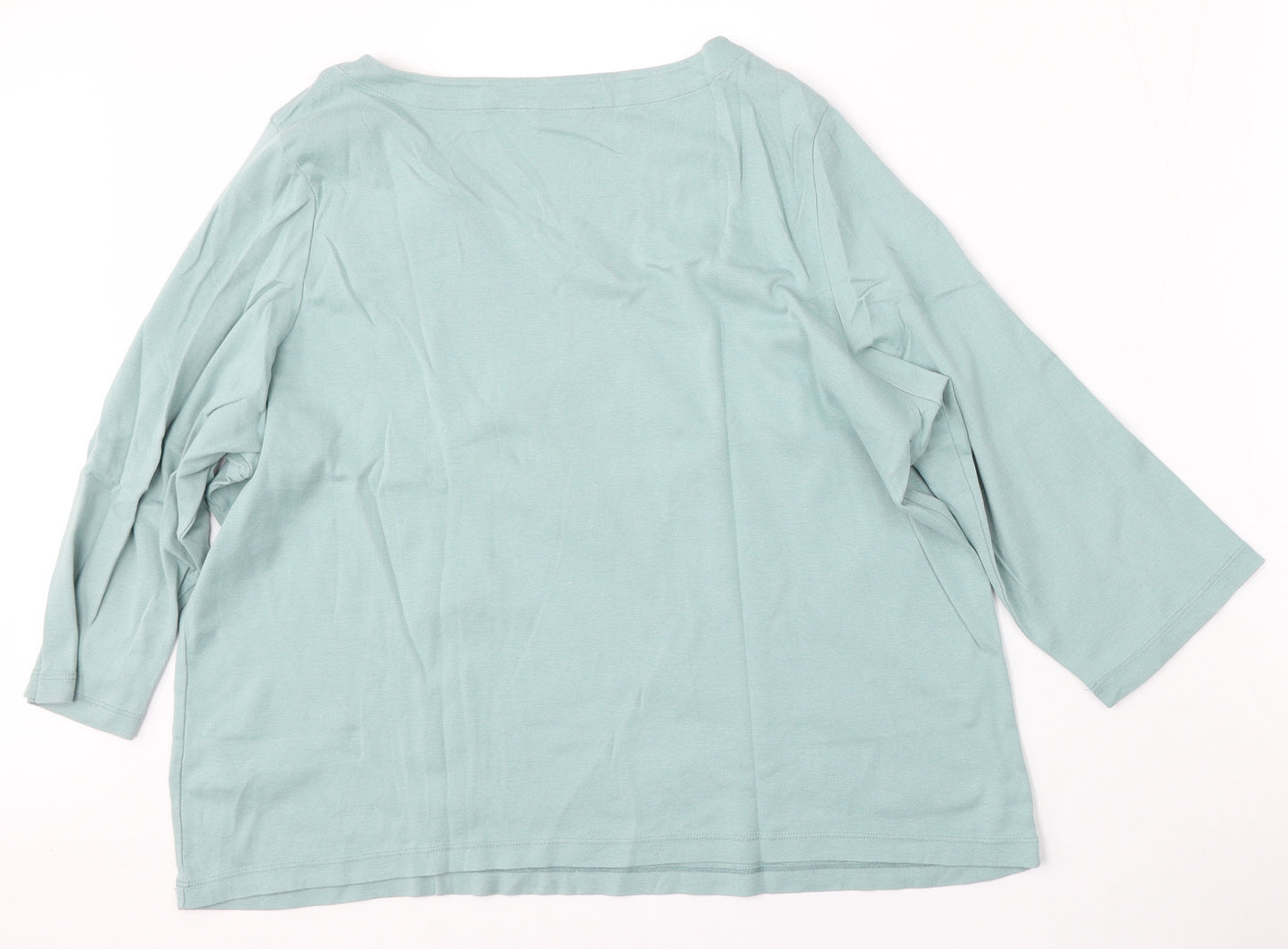 Marks and Spencer Womens Green  Cotton Basic T-Shirt Size 22 Round Neck