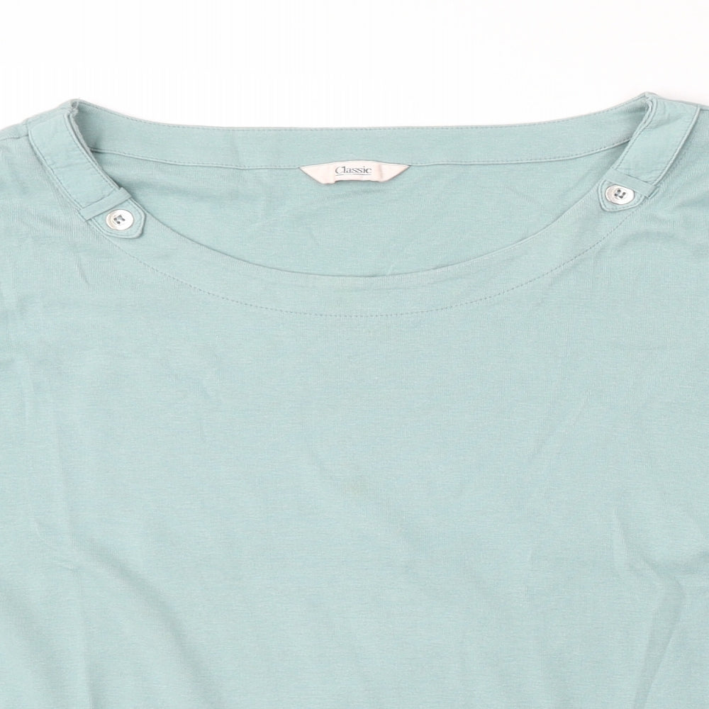 Marks and Spencer Womens Green  Cotton Basic T-Shirt Size 22 Round Neck