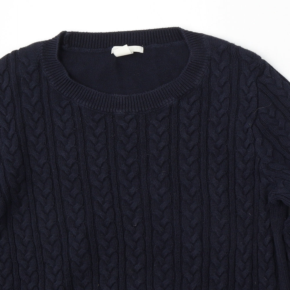 H&M Womens Blue Round Neck  Acrylic Pullover Jumper Size L