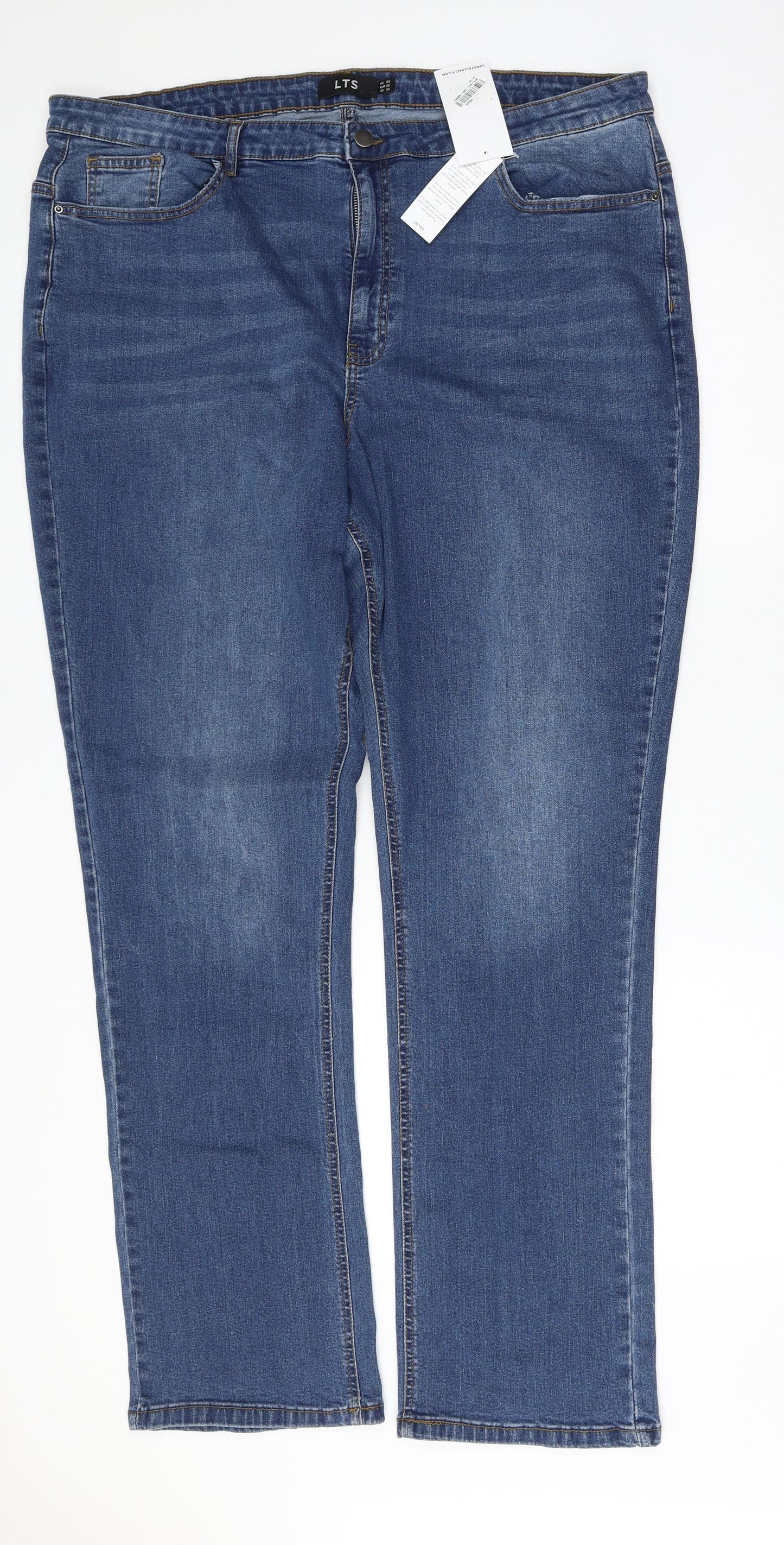 LTS Womens Blue  Cotton Straight Jeans Size 24 L34 in Regular Button