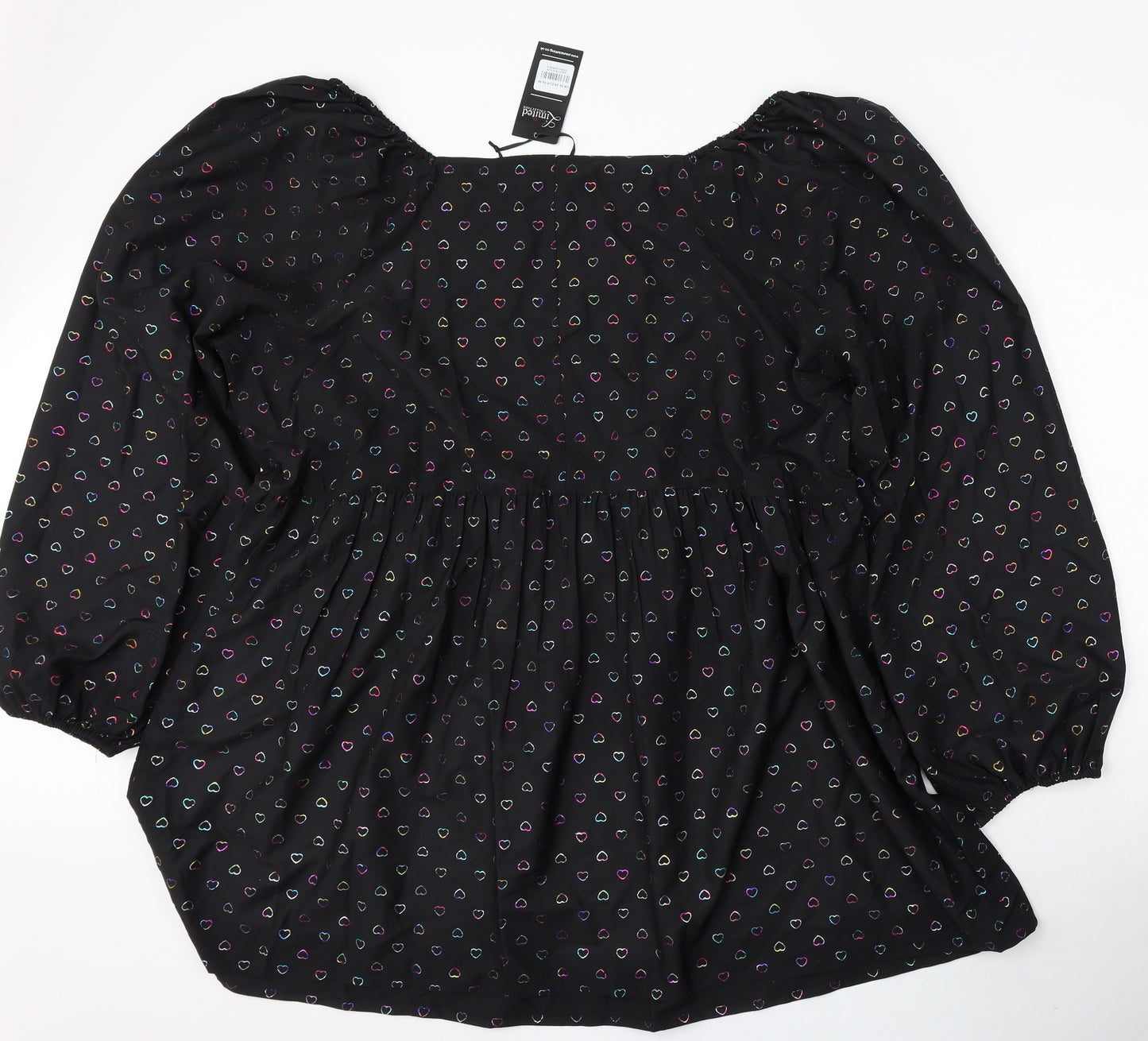 Yours Womens Black Geometric Polyester Sheath  Size 26  Round Neck