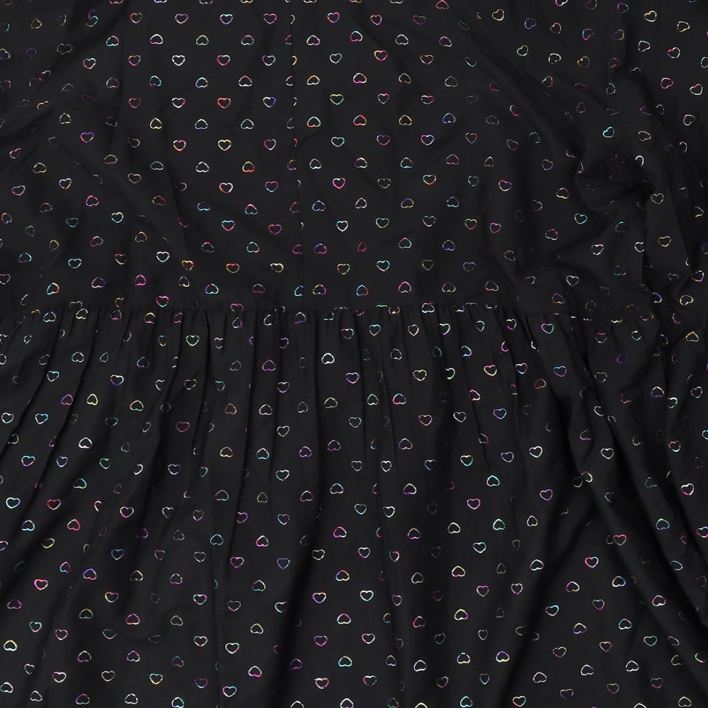 Yours Womens Black Geometric Polyester Sheath  Size 26  Round Neck