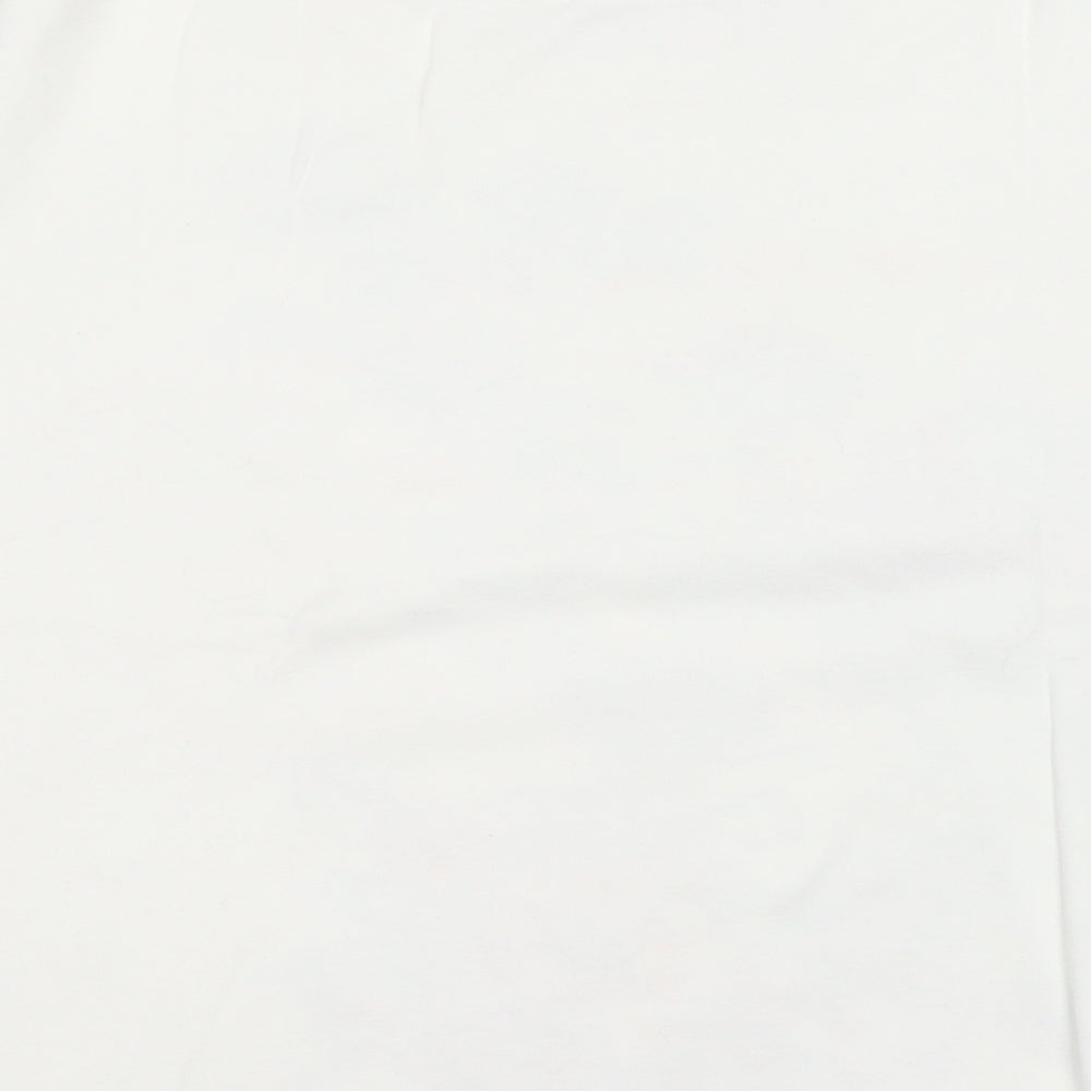 Marks and Spencer Womens White Floral Cotton Basic T-Shirt Size 22 Round Neck
