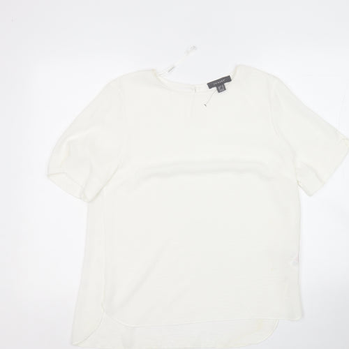 Primark Womens White  Polyester Basic Blouse Size 12 Round Neck