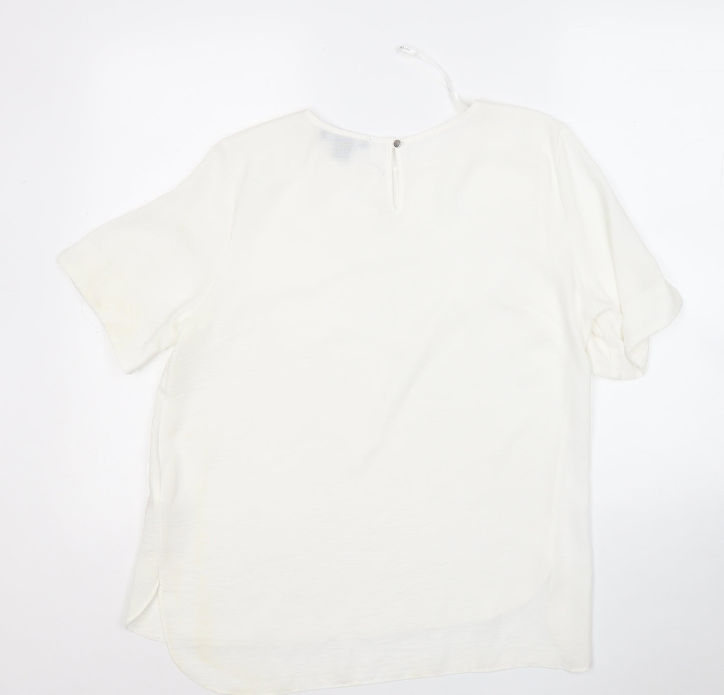 Primark Womens White  Polyester Basic Blouse Size 12 Round Neck