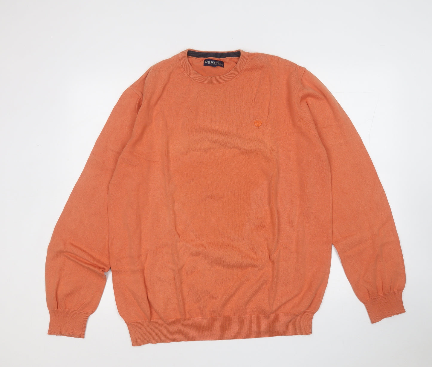 Easy Mens Orange  Cotton Pullover Sweatshirt Size XL