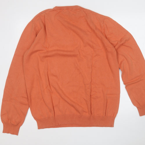 Easy Mens Orange  Cotton Pullover Sweatshirt Size XL