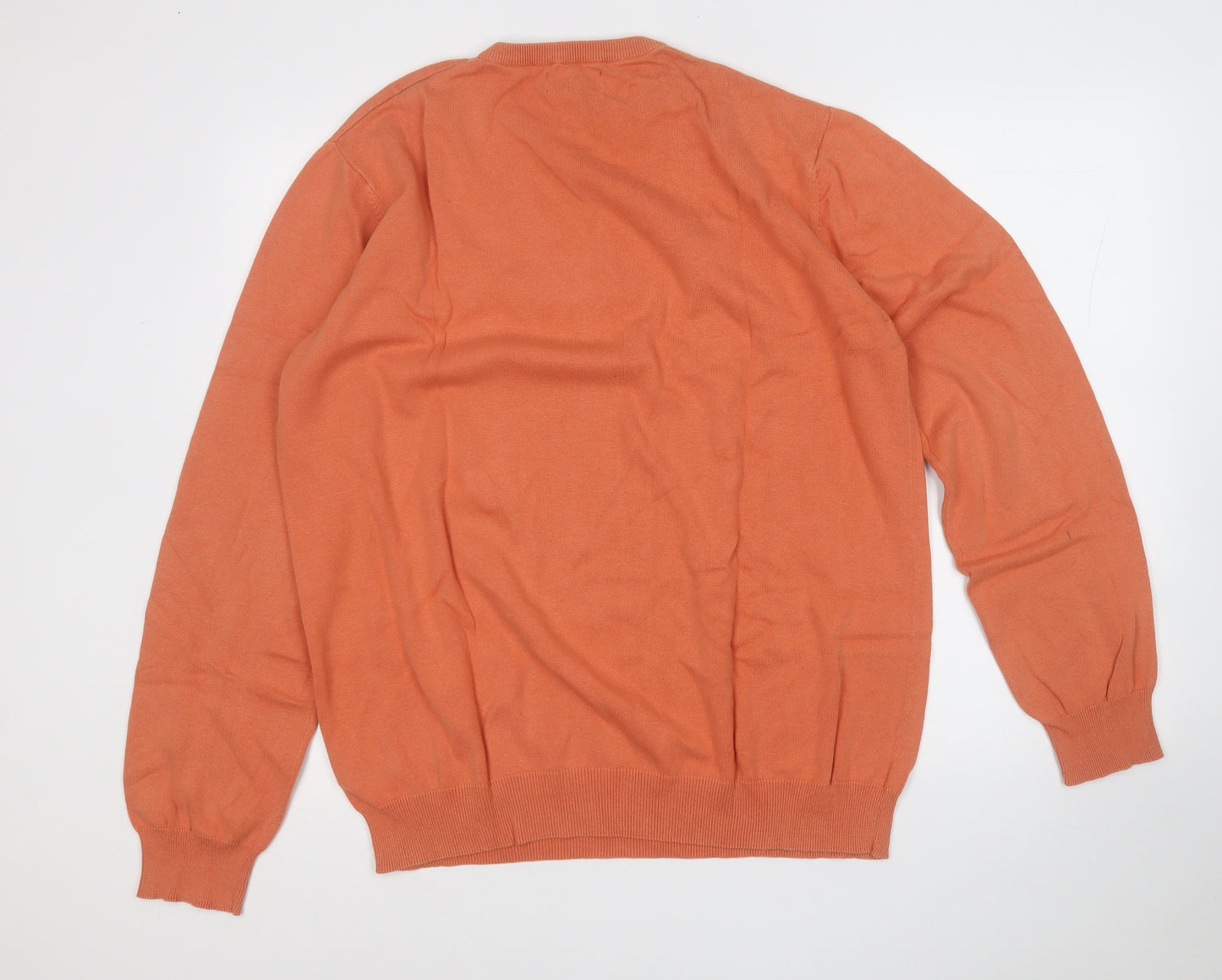 Easy Mens Orange  Cotton Pullover Sweatshirt Size XL