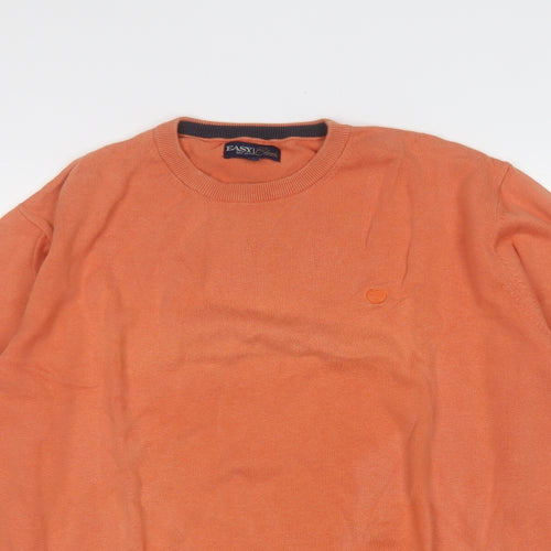 Easy Mens Orange  Cotton Pullover Sweatshirt Size XL