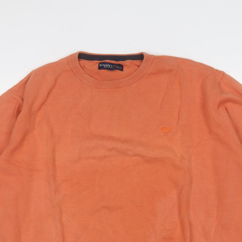 Easy Mens Orange  Cotton Pullover Sweatshirt Size XL