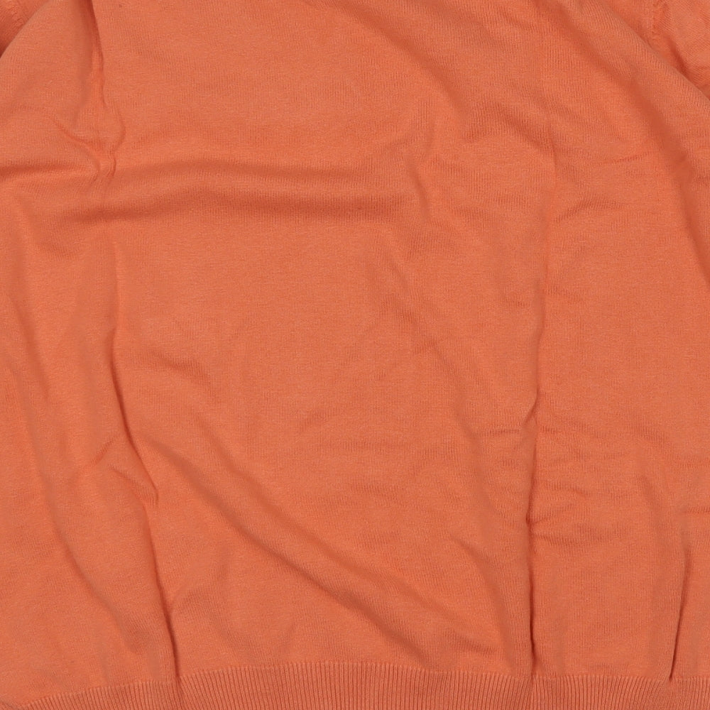 Easy Mens Orange  Cotton Pullover Sweatshirt Size XL