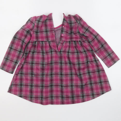 Dunnes Stores Girls Purple Plaid Polyester Fit & Flare  Size 12-18 Months  Round Neck