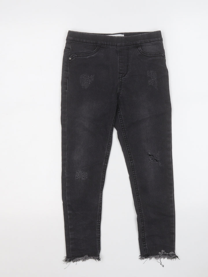 Denim & Co. Girls Grey  Cotton Jegging Jeans Size 6-7 Years  Regular