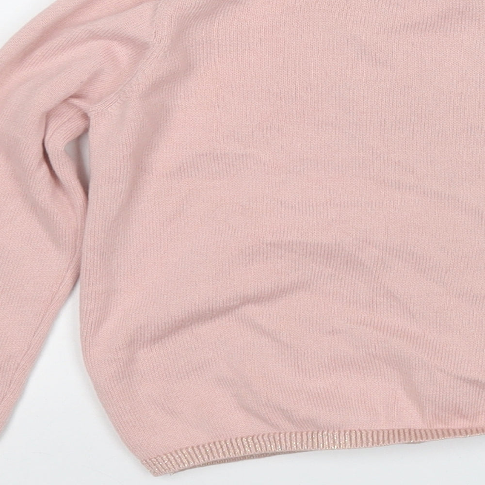 Marks and Spencer Girls Pink Round Neck  Cotton Cardigan Jumper Size 6-7 Years