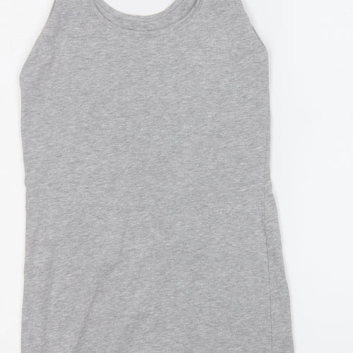 Papaya Womens Grey  Cotton Basic Tank Size 12 Round Neck