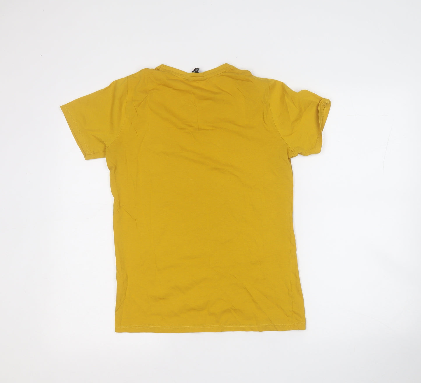 New Look Womens Yellow  Cotton Basic T-Shirt Size 8 Round Neck - Have a nice day