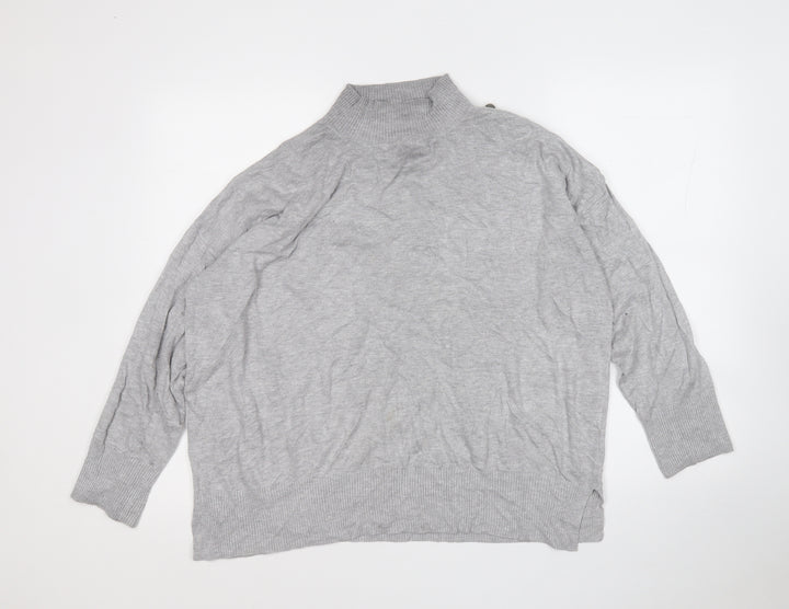 F&F Womens Grey Round Neck Viscose Pullover Jumper Size 18