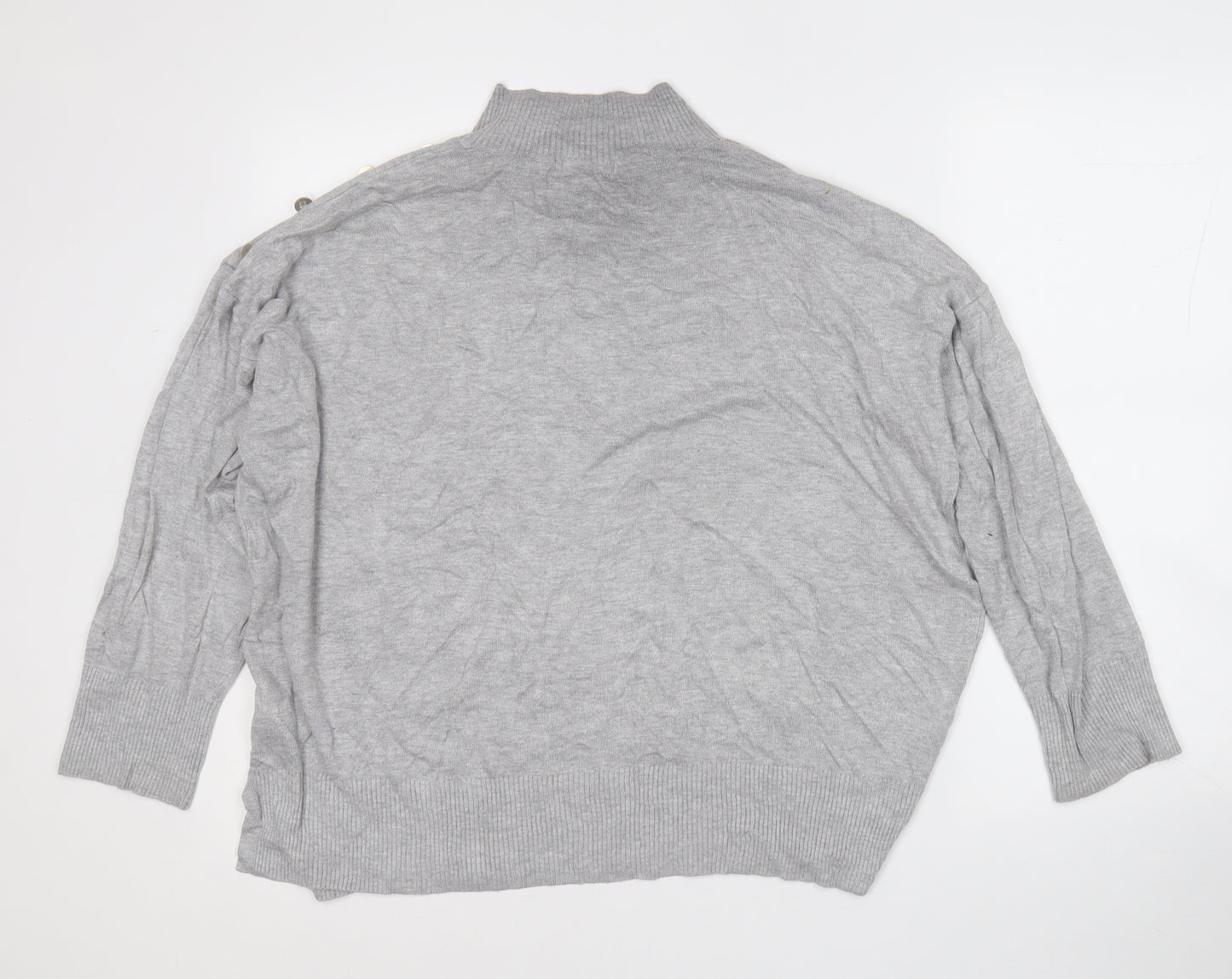 F&F Womens Grey Round Neck  Viscose Pullover Jumper Size 18