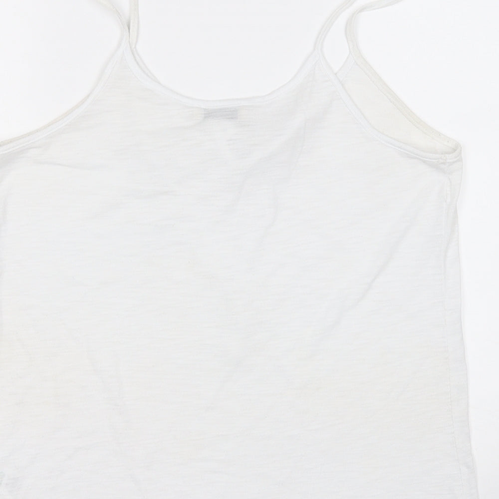 Papaya Womens White  Polyester Basic Tank Size 12 Round Neck