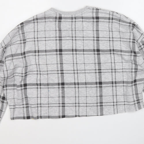 Primark Womens Grey Plaid Polyester Pullover Sweatshirt Size 10