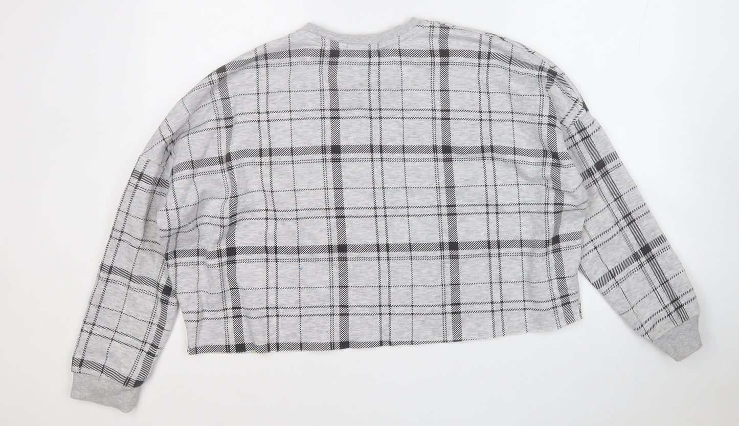 Primark Womens Grey Plaid Polyester Pullover Sweatshirt Size 10
