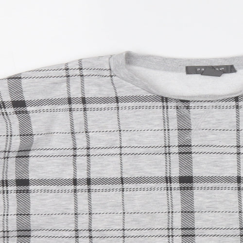Primark Womens Grey Plaid Polyester Pullover Sweatshirt Size 10