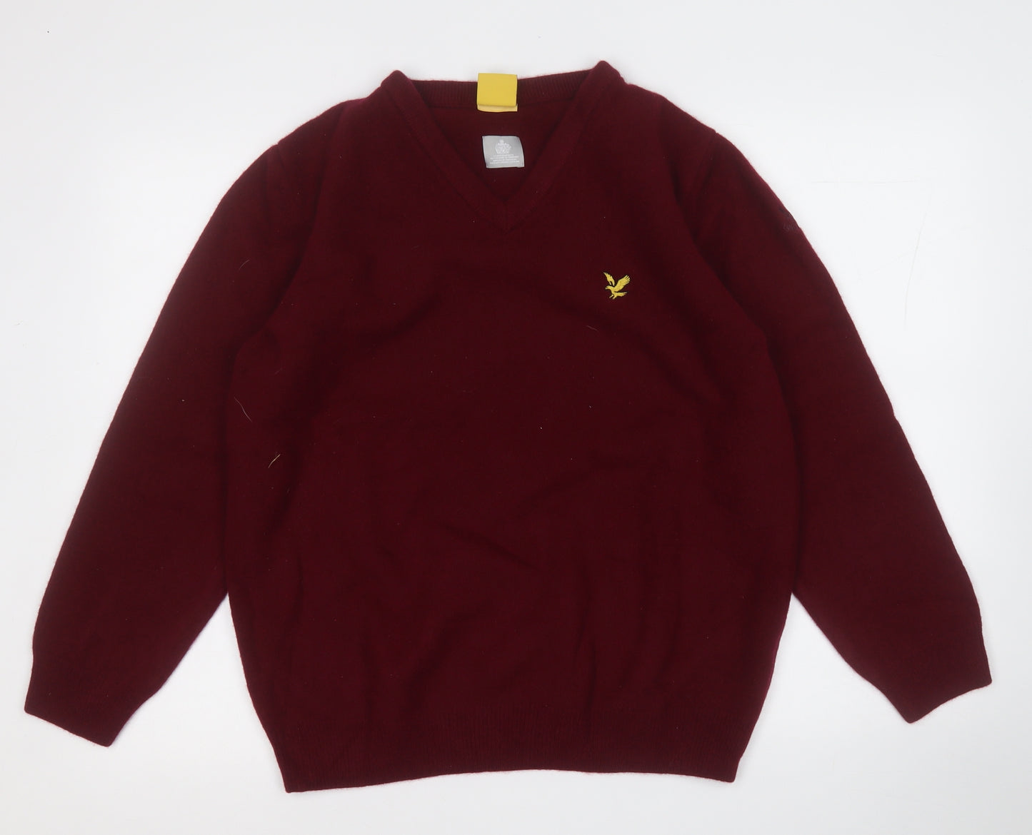 Lyle & Scott Mens Red V-Neck  Wool Pullover Jumper Size 2XL