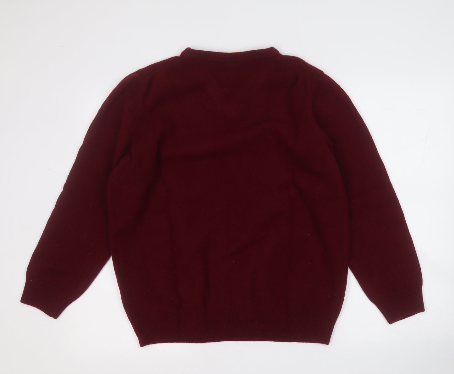 Lyle & Scott Mens Red V-Neck  Wool Pullover Jumper Size 2XL