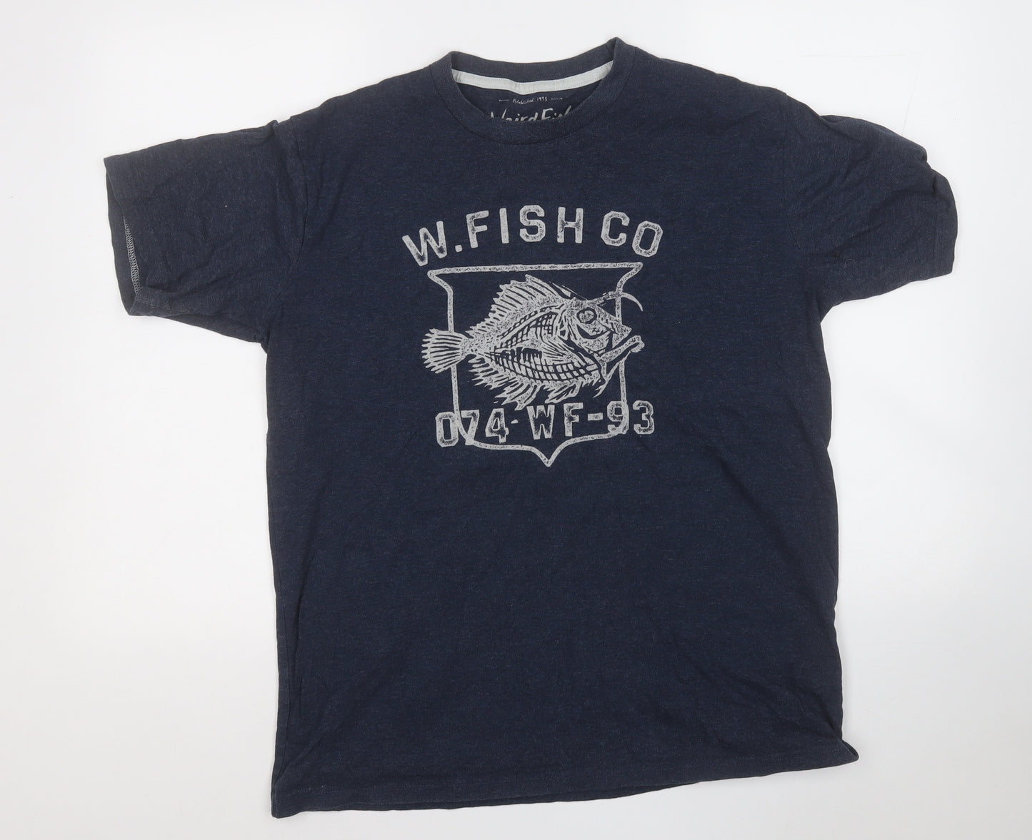 Weird Fish Mens Blue  Cotton  T-Shirt Size L Round Neck