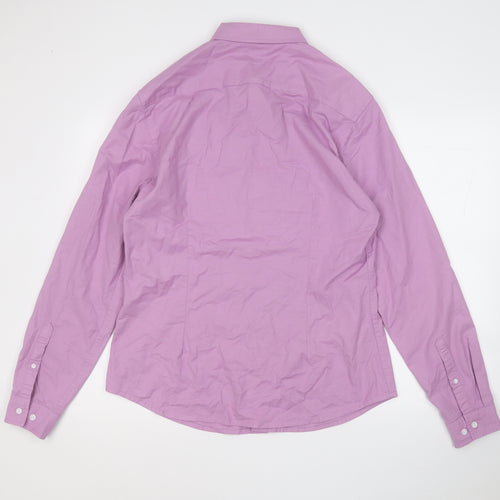 ASOS Mens Purple  Cotton  Button-Up Size L Collared