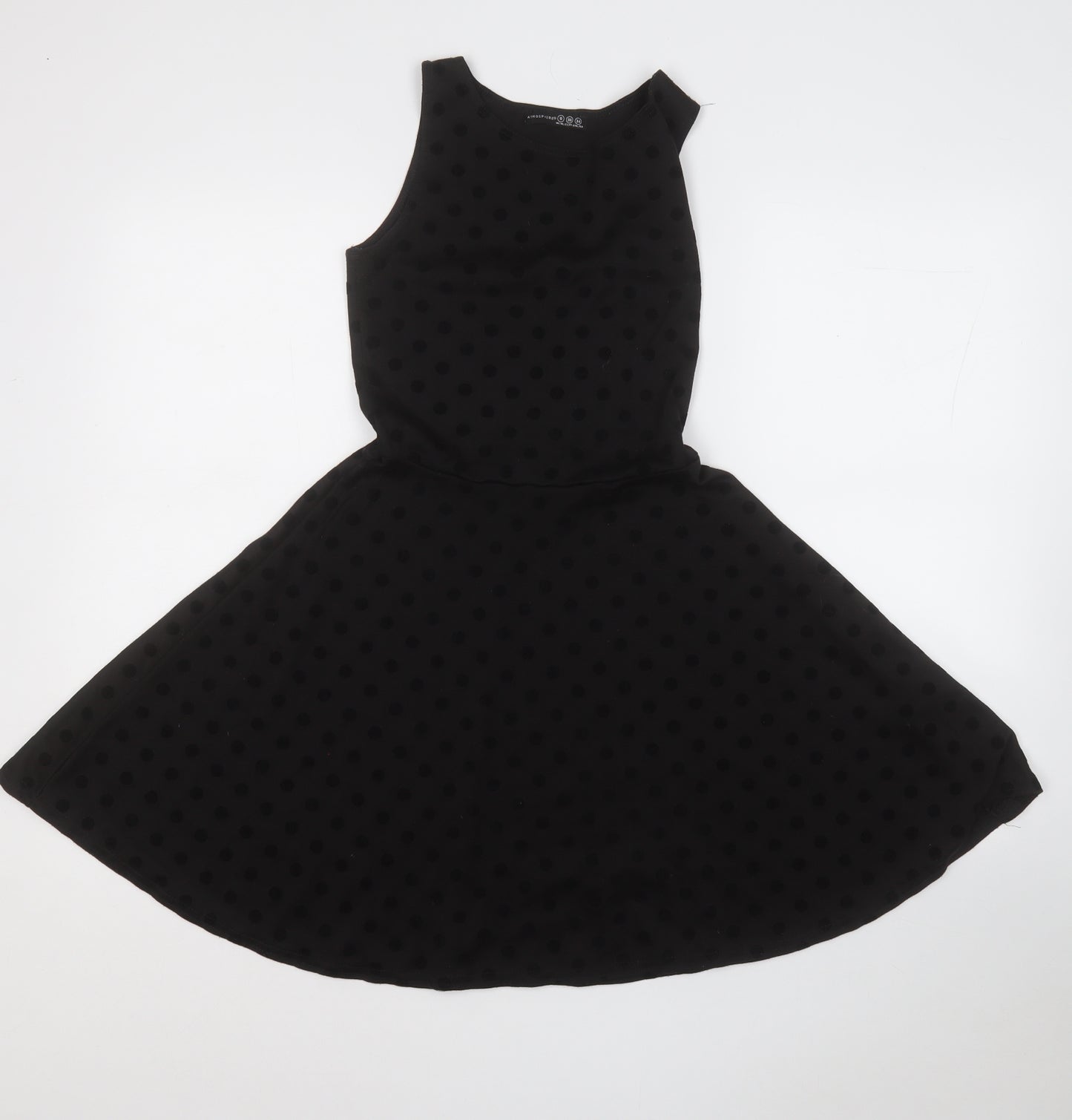 Atmosphere Womens Black Polka Dot Polyester Fit & Flare  Size 8  Round Neck
